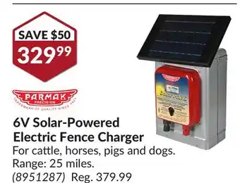Princess Auto Parmak 6V Solar-Powered Electric Fence Charger offer