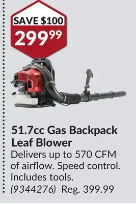 Princess Auto 51.7cc Gas Backpack Leaf Blower offer