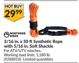 Princess Auto 3/16 in.x 50 ft Synthetic Rope with 5/16 in.Soft Shackle offer