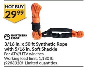 Princess Auto 3/16 in.x 50 ft Synthetic Rope with 5/16 in.Soft Shackle offer