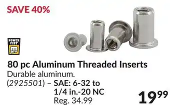 Princess Auto 80 pc Aluminum Threaded Inserts offer