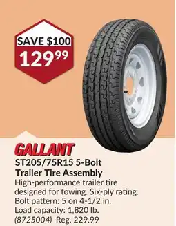 Princess Auto ST205/75R15 5-Bolt Trailer Tire Assembly offer