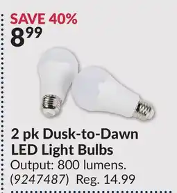 Princess Auto 2 pk Dusk-to-Dawn LED Light Bulbs offer