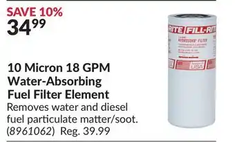 Princess Auto 10 Micron 18 GPM Water-Absorbing Fuel Filter Element offer