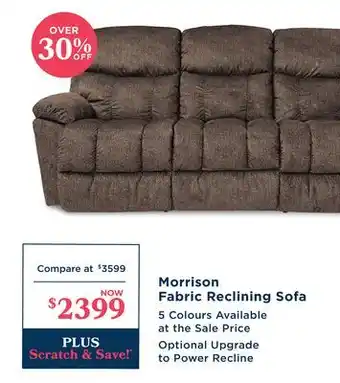 La Z Boy Morrison Fabric Reclining Sofa offer