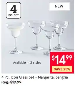 Kitchen Stuff Plus 4 Pc. Icon Glass Set-Margarita, Sangria offer