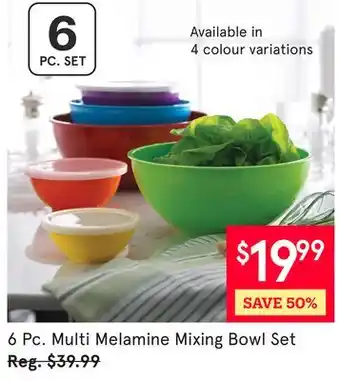 Kitchen Stuff Plus 6 Pc. Multi Melamine Mixing Bowl Set offer