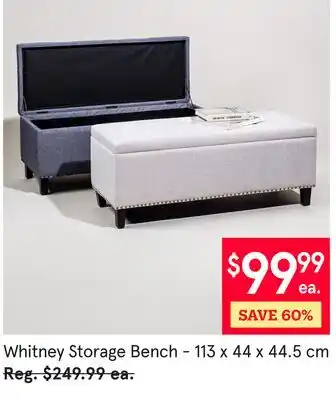 Kitchen Stuff Plus Whitney Storage Bench offer