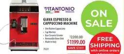 TA Appliances & Barbecues GIAVA ESPRESSO & CAPPUCCINO MACHINE offer