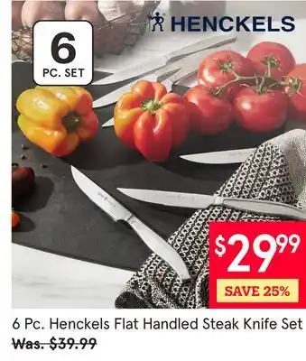 Kitchen Stuff Plus 6 Pc Henckels Flat Handled Steak Knife Set offer