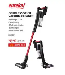 TA Appliances & Barbecues EUREKA CORDLESS STICK VACUUM CLEANER offer
