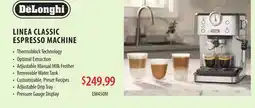 TA Appliances & Barbecues DELONGHI LINEA CLASSIC ESPRESSO MACHINE offer