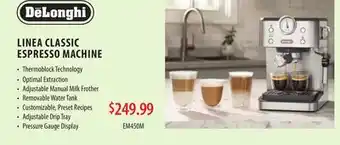TA Appliances & Barbecues DELONGHI LINEA CLASSIC ESPRESSO MACHINE offer