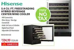 TA Appliances & Barbecues HISENSE 5.4 CU. FT. FREESTANDING HYBRID BEVERAGE CENTER/WINE COOLER offer