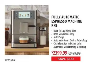 TA Appliances & Barbecues KITCHENAID FULLY AUTOMATIC ESPRESSO MACHINE KF8 offer