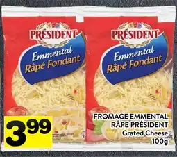 Supermarché PA FROMAGE EMMENTAL RÂPE PRÉSIDENT | Grated Cheese offer