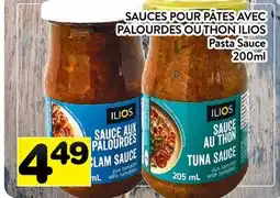 Supermarché PA SAUCES POUR PÂTES AVEC PALOURDES OU THON ILIOS | Pasta Sauce offer
