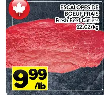 Supermarché PA ESCALOPES DE BOEUF FRAIS | Fresh Beef Cutlets offer