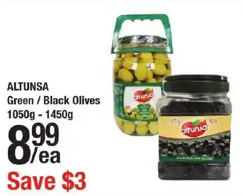 Arz Fine Foods Altunsa green black olives offer