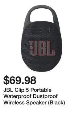 Newegg JBL Clip 5 Portable Waterproof Dustproof Wireless Speaker (Black) offer