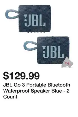 Newegg JBL Go 3 Portable Bluetooth Waterproof Speaker Blue - 2 Count offer