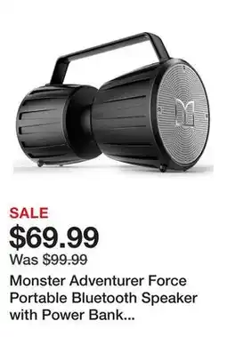 Newegg Monster Adventurer Force Portable Bluetooth Speaker with Power Bank and IPX7 Waterproof Rating offer