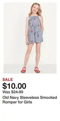 Old Navy Old Navy Sleeveless Smocked Romper for Girls offer