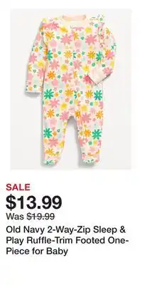 Old Navy Old Navy 2-Way-Zip Sleep & Play Ruffle-Trim Footed One-Piece for Baby offer