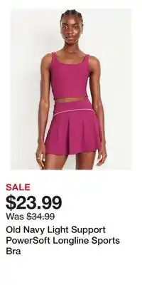 Old Navy Old Navy Light Support PowerSoft Longline Sports Bra offer
