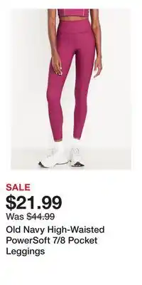 Old Navy Old Navy High-Waisted PowerSoft 7/8 Pocket Leggings offer