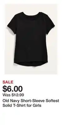 Old Navy Old Navy Short-Sleeve Softest Solid T-Shirt for Girls offer