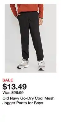 Old Navy Old Navy Go-Dry Cool Mesh Jogger Pants for Boys offer