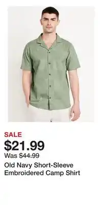 Old Navy Old Navy Short-Sleeve Embroidered Camp Shirt offer