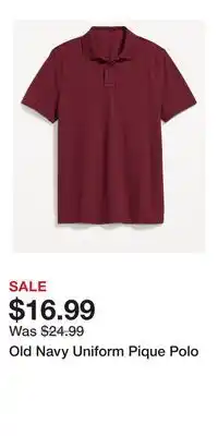 Old Navy Old Navy Uniform Pique Polo offer
