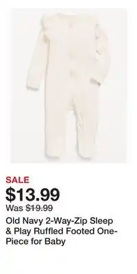 Old Navy Old Navy 2-Way-Zip Sleep & Play Ruffled Footed One-Piece for Baby offer