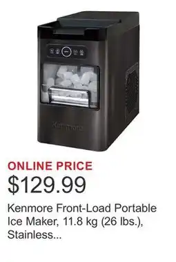Costco Kenmore Front-Load Portable Ice Maker, 11.8 kg (26 lbs.), Stainless Steel offer
