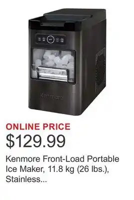Costco Kenmore Front-Load Portable Ice Maker, 11.8 kg (26 lbs.), Stainless Steel offer