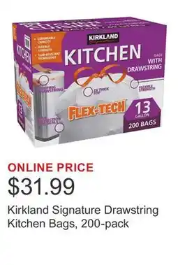 Costco Kirkland Signature Drawstring Kitchen Bags, 200-pack offer