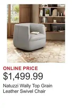 Costco Natuzzi Wally Top Grain Leather Swivel Chair offer