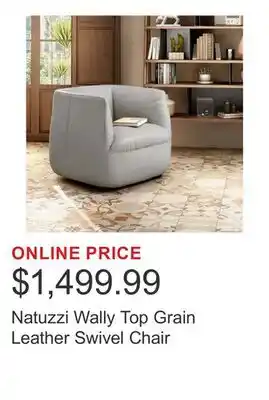 Costco Natuzzi Wally Top Grain Leather Swivel Chair offer