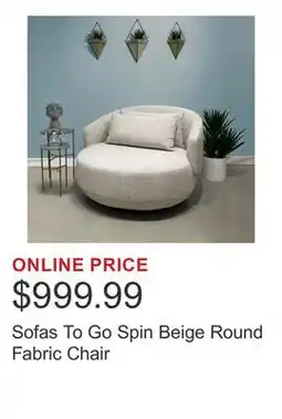Costco Sofas To Go Spin Beige Round Fabric Chair offer