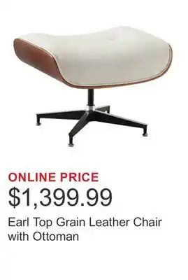 Costco Earl Top Grain Leather Chair with Ottoman offer
