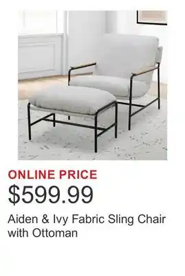 Costco Aiden & Ivy Fabric Sling Chair with Ottoman offer