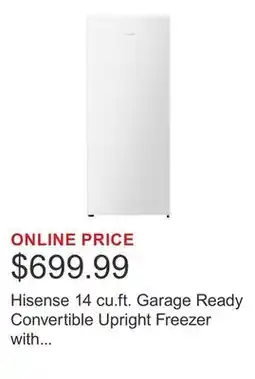 Costco Hisense 14 cu.ft. Garage Ready Convertible Upright Freezer with Pocket Handle offer