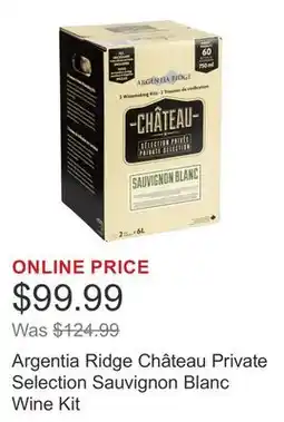 Costco Argentia Ridge Château Private Selection Sauvignon Blanc Wine Kit offer