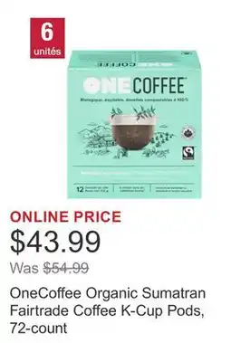 Costco OneCoffee Organic Sumatran Fairtrade Coffee K-Cup Pods, 72-count offer