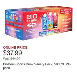 Costco Biosteel Sports Drink Variety Pack, 500 mL 24-pack offer