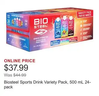 Costco Biosteel Sports Drink Variety Pack, 500 mL 24-pack offer