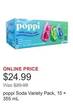 Costco poppi Soda Variety Pack, 15 × 355 mL offer