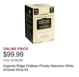 Costco Argentia Ridge Château Private Selection White Zinfadel Wine Kit offer